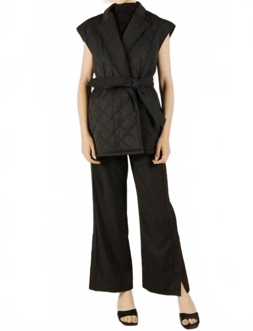 NEW BEFORE YOU COLLECTION quilted wrap vest in black